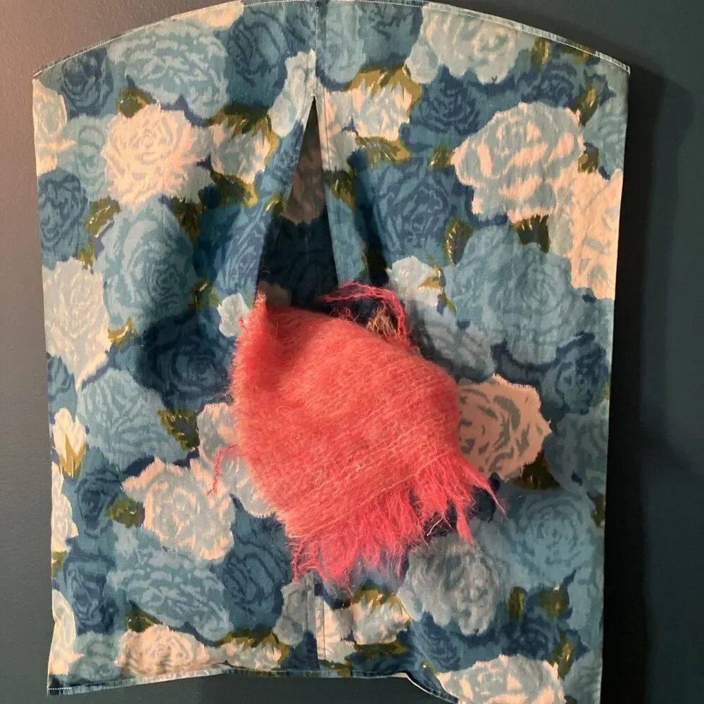VTG Mid Century Hanging Door / Closet Storage Bags Set Of 2 Fabric / Wood Hanger